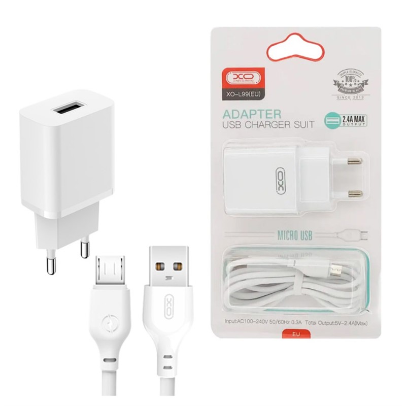 XO L99 2.1A PUNJAČ SA MICRO KABLOM WHITE