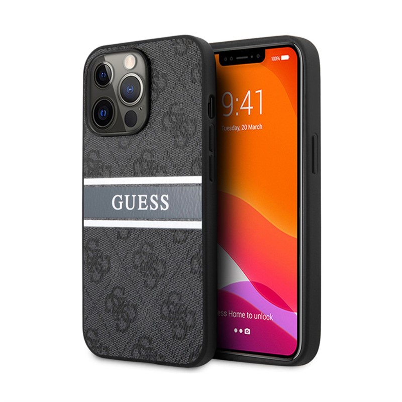 GUESS 4G PRINTET STRIPE MASKICA ZA IPHONE 13 GREY